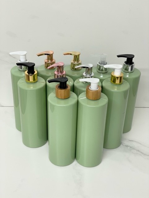 Sage Green 500ml tubular bottles with pump - ZMDesigns