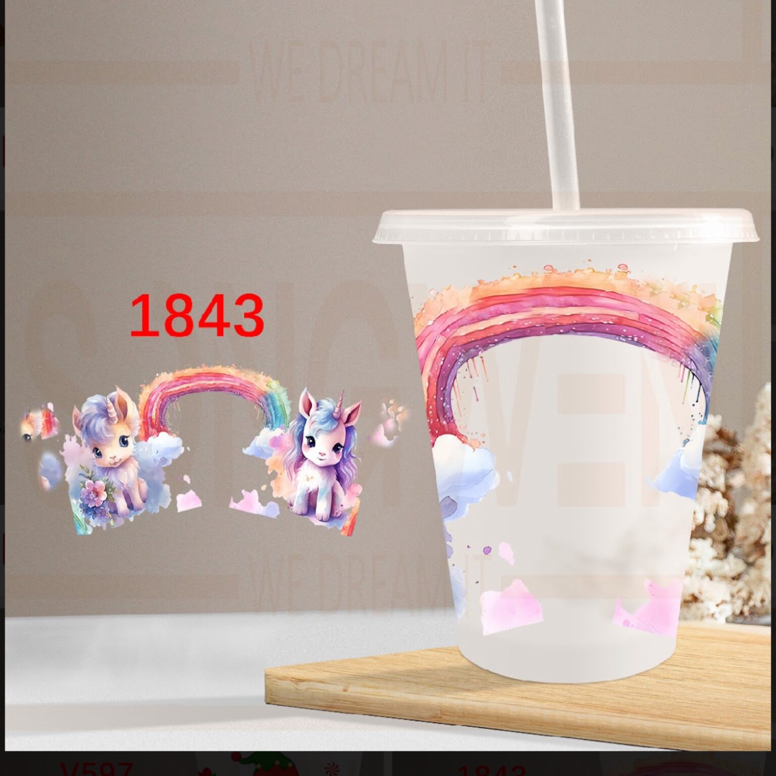 #18 Unicorn 16oz cold cup UV DTF - ZMDesigns