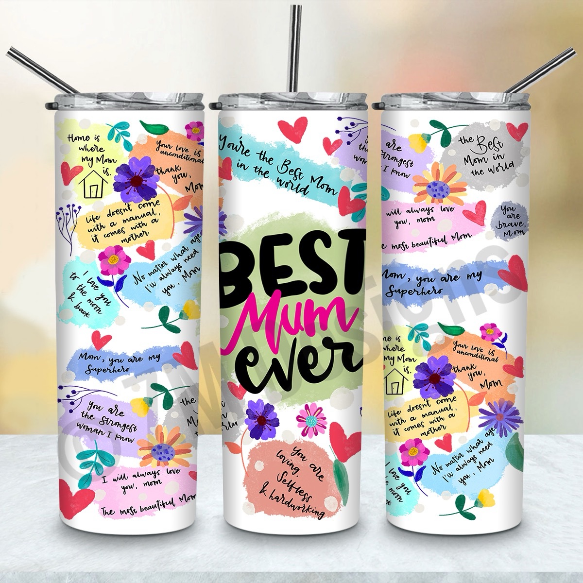 #4 Skinny 20oz tumbler UV DTF Best Mum - ZMDesigns